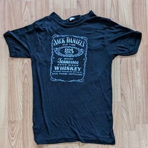 Vintage Jack Daniels See-through Cotton. Black t-shirt. Size XS.
